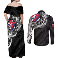 Hawaii Flag Day Couples Matching Off Shoulder Maxi Dress and Long Sleeve Button Shirt Hawaiian Maile Lei LT05 - Polynesian Pride