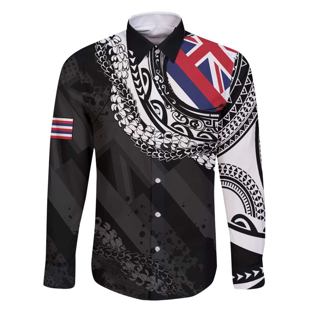 Hawaii Flag Day Family Matching Long Sleeve Bodycon Dress and Hawaiian Shirt Hawaiian Maile Lei