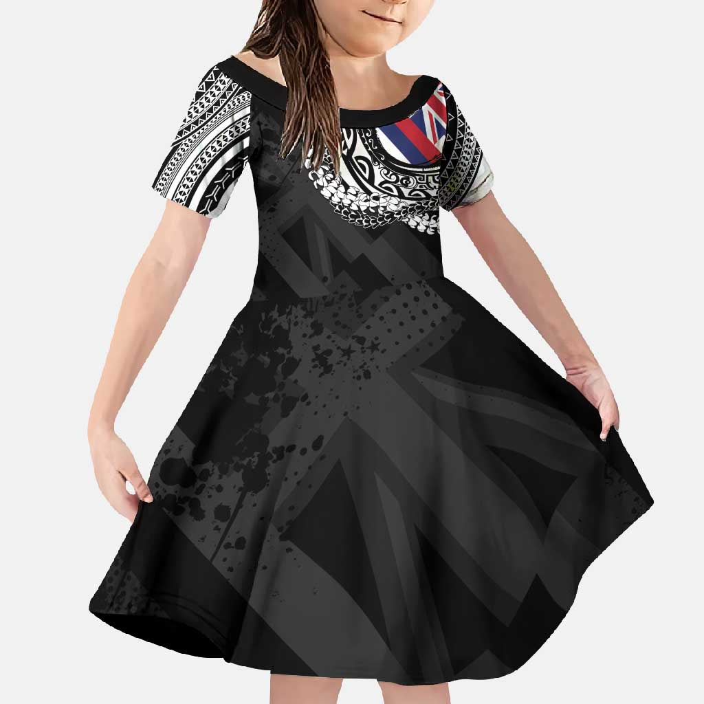 Hawaii Flag Day Family Matching Off Shoulder Maxi Dress and Hawaiian Shirt Hawaiian Maile Lei