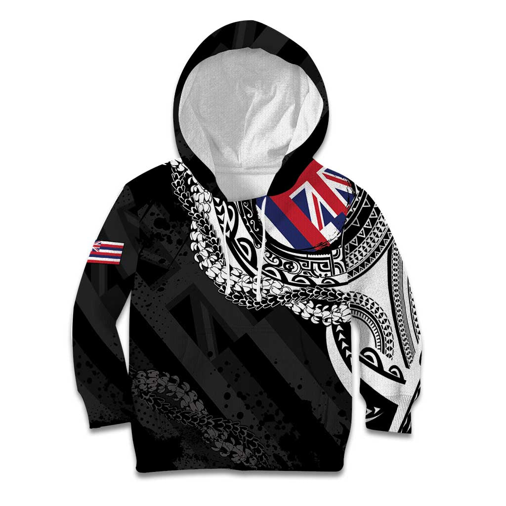 Hawaii Flag Day Kid Hoodie Hawaiian Maile Lei LT05 Hoodie Black - Polynesian Pride