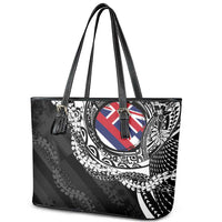 Hawaii Flag Day Leather Tote Bag Hawaiian Maile Lei