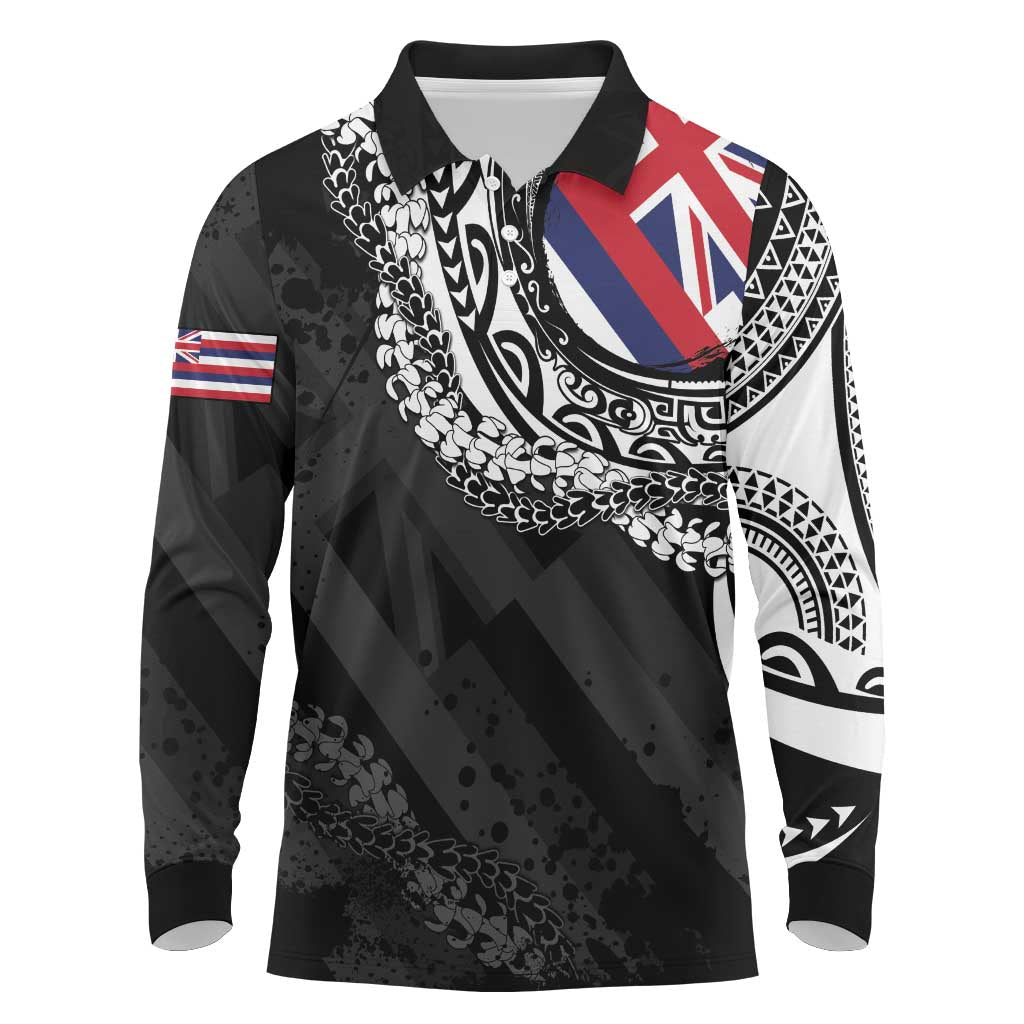 Hawaii Flag Day Long Sleeve Polo Shirt Hawaiian Maile Lei