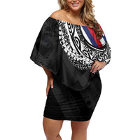 Hawaii Flag Day Off Shoulder Short Dress Hawaiian Maile Lei