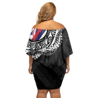Hawaii Flag Day Off Shoulder Short Dress Hawaiian Maile Lei