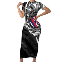 Hawaii Flag Day Short Sleeve Bodycon Dress Hawaiian Maile Lei