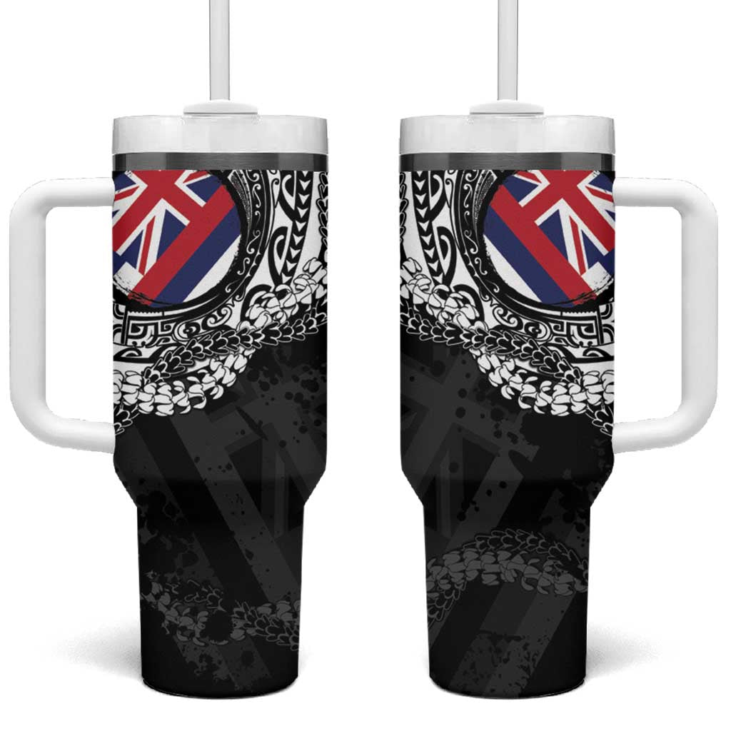 Hawaii Flag Day Tumbler With Handle Hawaiian Maile Lei