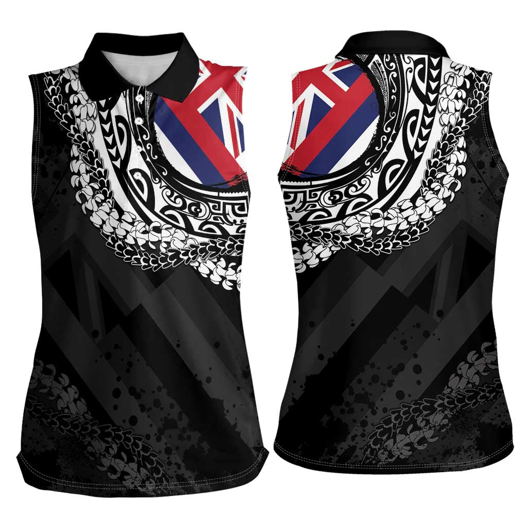 Hawaii Flag Day Women Sleeveless Polo Shirt Hawaiian Maile Lei