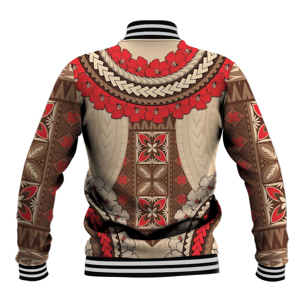 Samoa Language Week Baseball Jacket Samoan Motif With Red Hibiscus