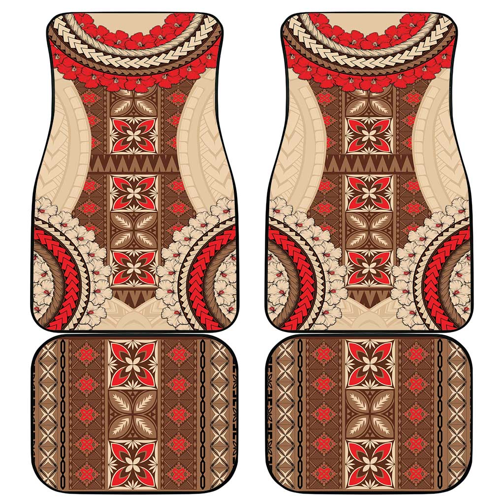 Samoa Language Week Car Mats Samoan Motif With Red Hibiscus