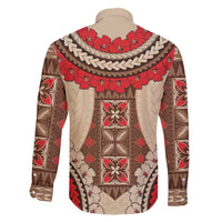 Samoa Language Week Family Matching Long Sleeve Bodycon Dress and Hawaiian Shirt Samoan Motif With Red Hibiscus