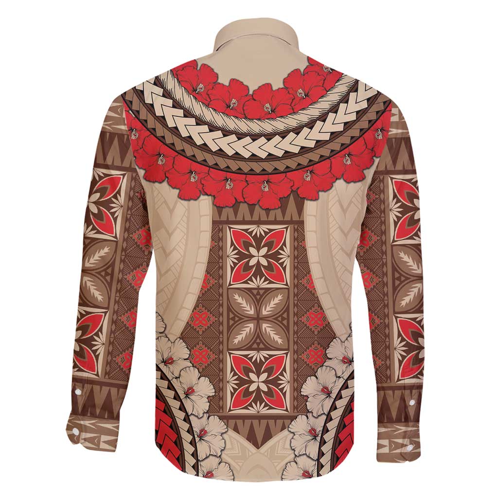 Samoa Language Week Family Matching Mermaid Dress and Hawaiian Shirt Samoan Motif With Red Hibiscus