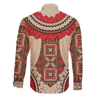 Samoa Language Week Family Matching Off The Shoulder Long Sleeve Dress and Hawaiian Shirt Samoan Motif With Red Hibiscus