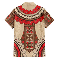 Samoa Language Week Family Matching Short Sleeve Bodycon Dress and Hawaiian Shirt Samoan Motif With Red Hibiscus