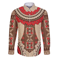 Samoa Language Week Family Matching Tank Maxi Dress and Hawaiian Shirt Samoan Motif With Red Hibiscus