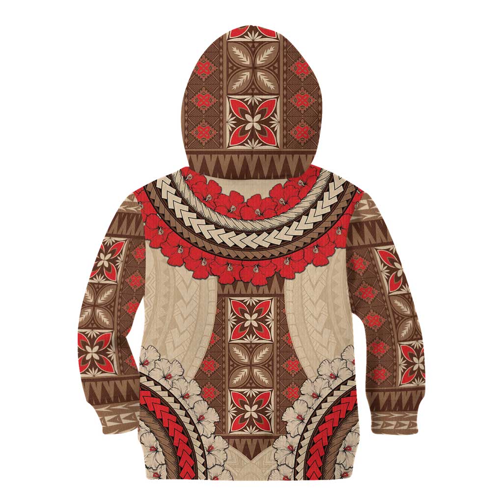 Samoa Language Week Kid Hoodie Samoan Motif With Red Hibiscus