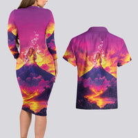 Hawaii Kilauea Volcano Couples Matching Long Sleeve Bodycon Dress and Hawaiian Shirt There Is Pele Goddess Of The Volcano - Polynesian Pride