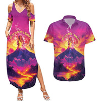 Hawaii Kilauea Volcano Couples Matching Summer Maxi Dress and Hawaiian Shirt There Is Pele Goddess Of The Volcano - Polynesian Pride