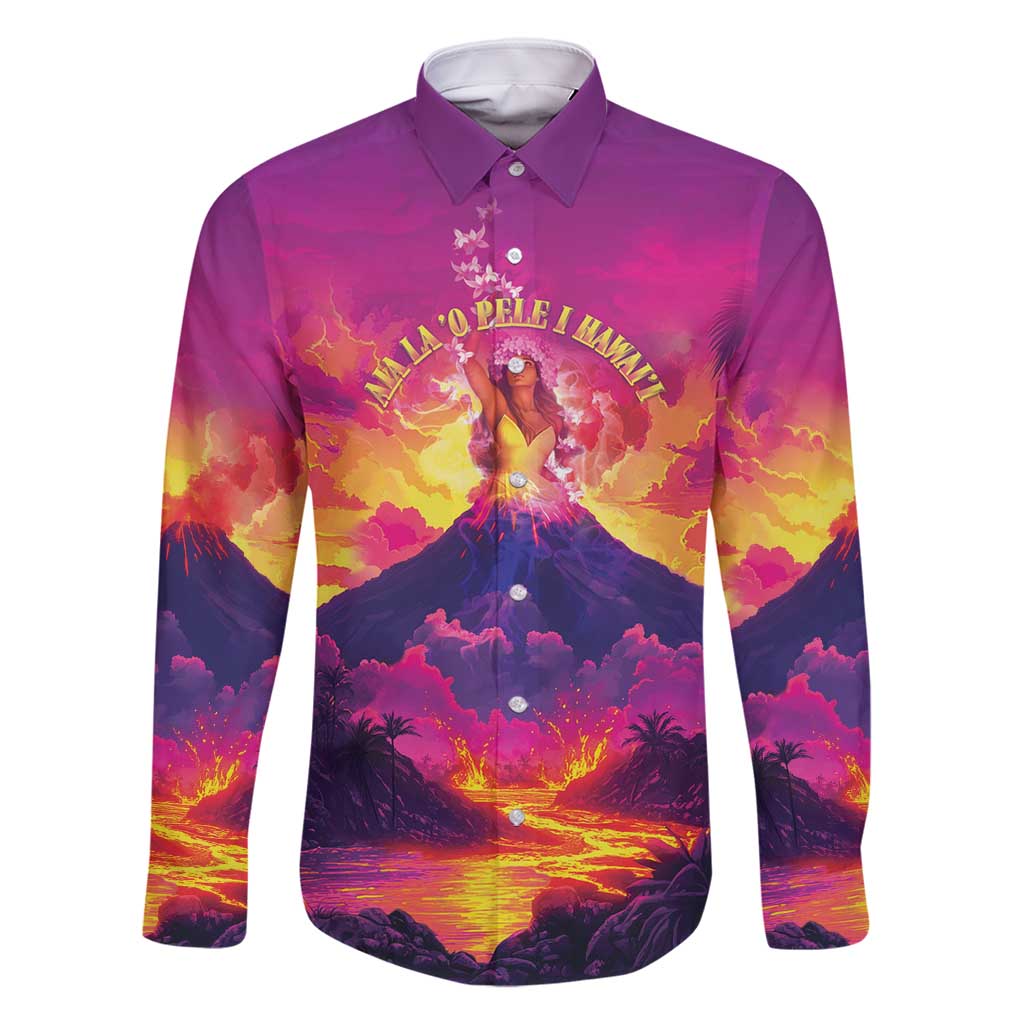 Hawaii Kilauea Volcano Family Matching Long Sleeve Bodycon Dress and Hawaiian Shirt There Is Pele Goddess Of The Volcano - Polynesian Pride