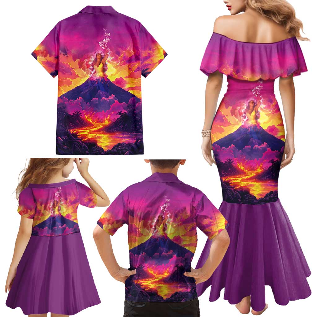 Hawaii Kilauea Volcano Family Matching Mermaid Dress and Hawaiian Shirt There Is Pele Goddess Of The Volcano - Polynesian Pride