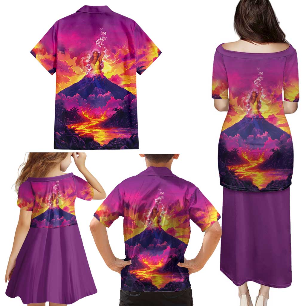 Hawaii Kilauea Volcano Family Matching Puletasi and Hawaiian Shirt There Is Pele Goddess Of The Volcano - Polynesian Pride