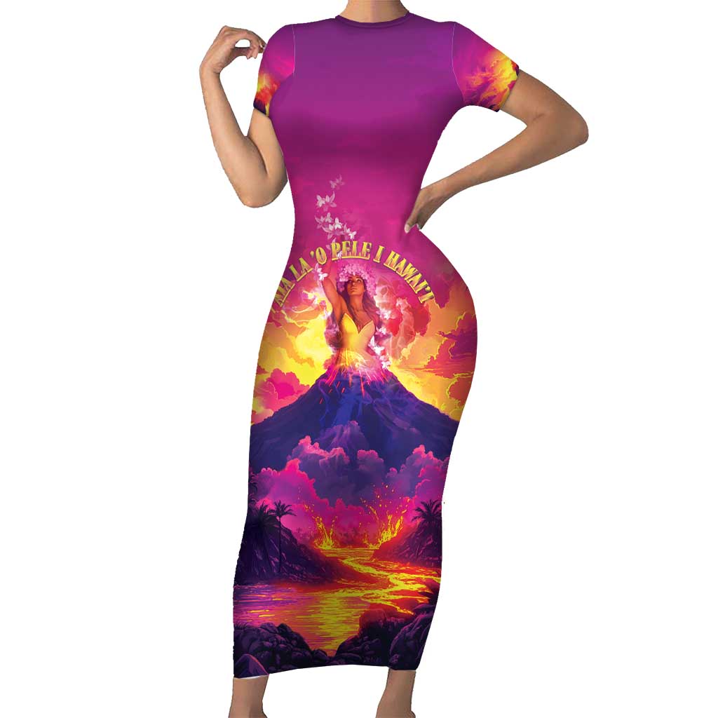Hawaii Kilauea Volcano Family Matching Short Sleeve Bodycon Dress and Hawaiian Shirt There Is Pele Goddess Of The Volcano - Polynesian Pride