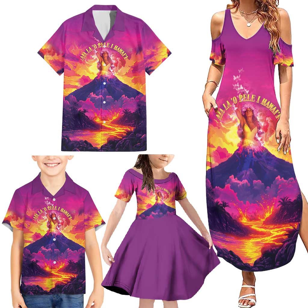 Hawaii Kilauea Volcano Family Matching Summer Maxi Dress and Hawaiian Shirt There Is Pele Goddess Of The Volcano - Polynesian Pride