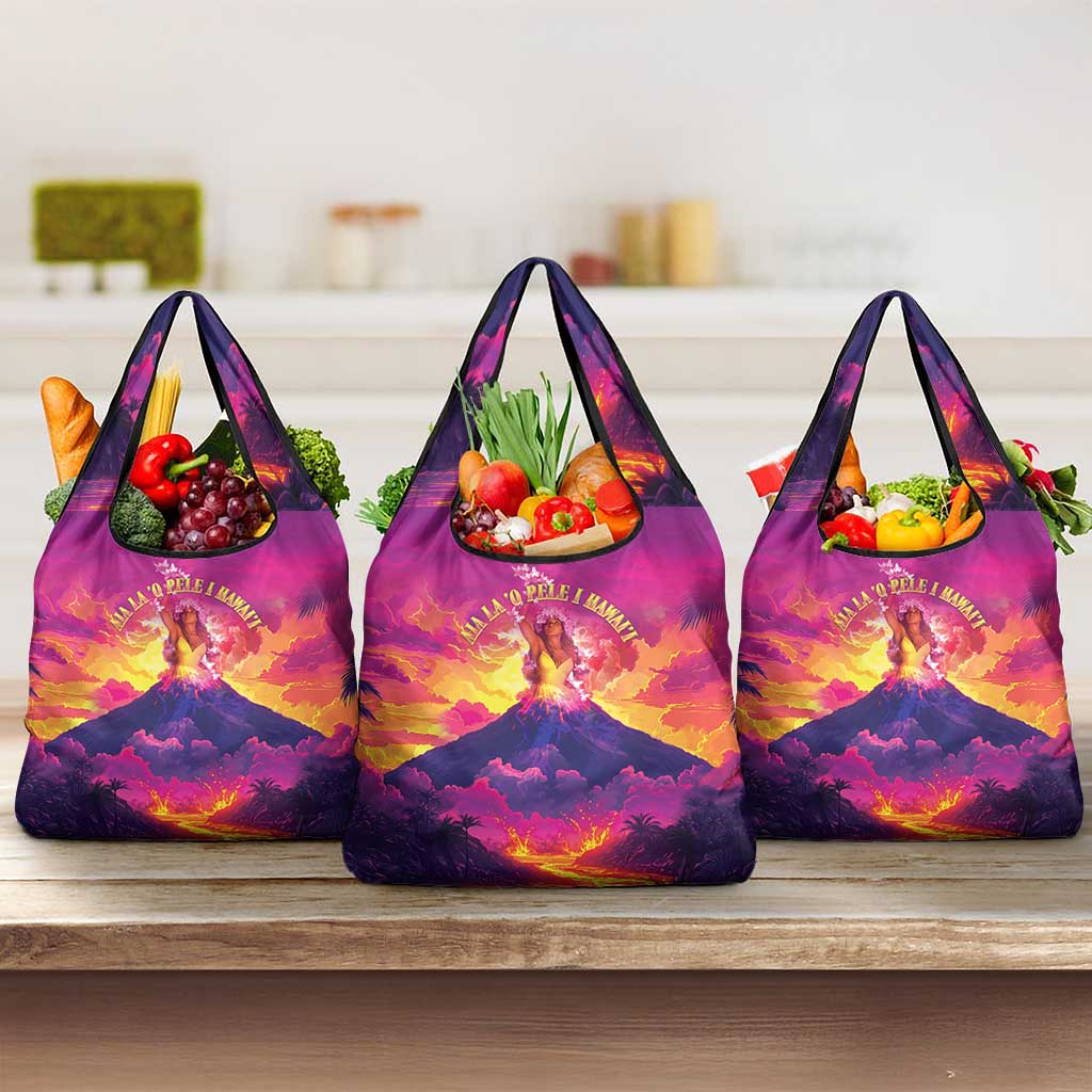 Hawaii Kilauea Volcano Grocery Bag There Is Pele Goddess Of The Volcano - Polynesian Pride