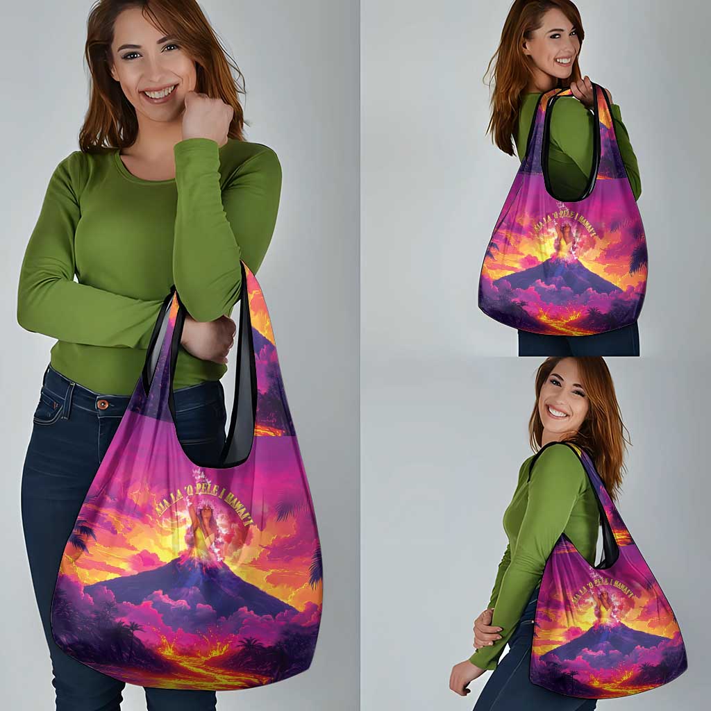 Hawaii Kilauea Volcano Grocery Bag There Is Pele Goddess Of The Volcano - Polynesian Pride