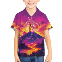 Hawaii Kilauea Volcano Kid Hawaiian Shirt There Is Pele Goddess Of The Volcano LT05 Kid Purple - Polynesian Pride