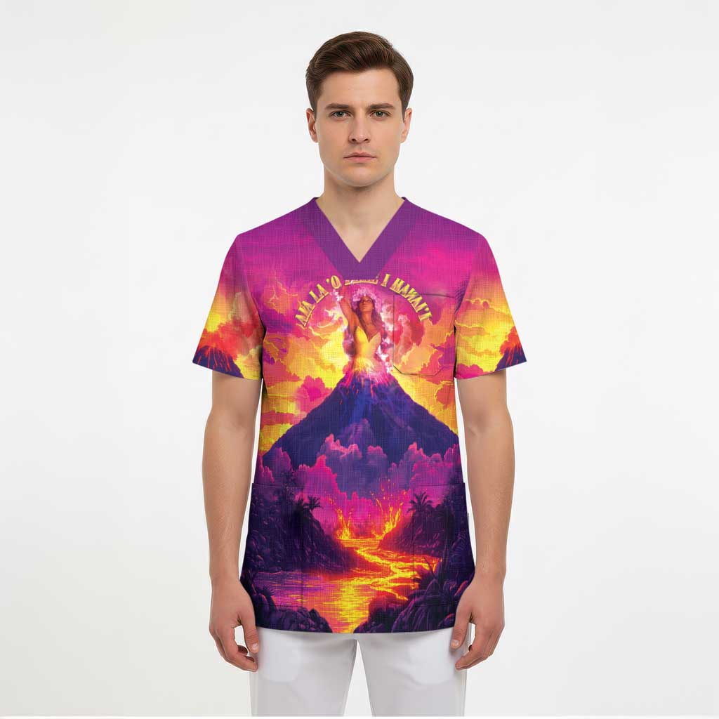 Hawaii Kilauea Volcano Scrub Top There Is Pele Goddess Of The Volcano - Polynesian Pride