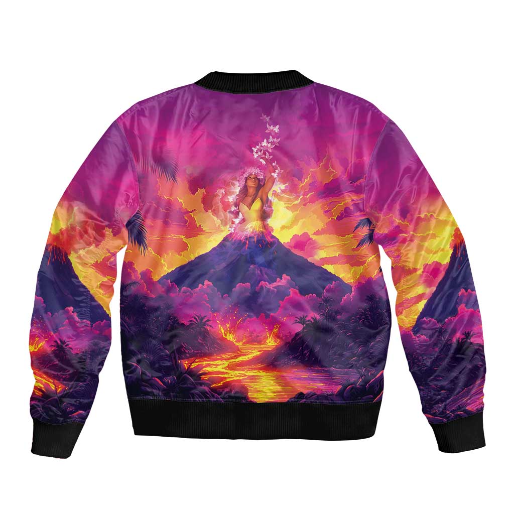 Hawaii Kilauea Volcano Sleeve Zip Bomber Jacket There Is Pele Goddess Of The Volcano - Polynesian Pride