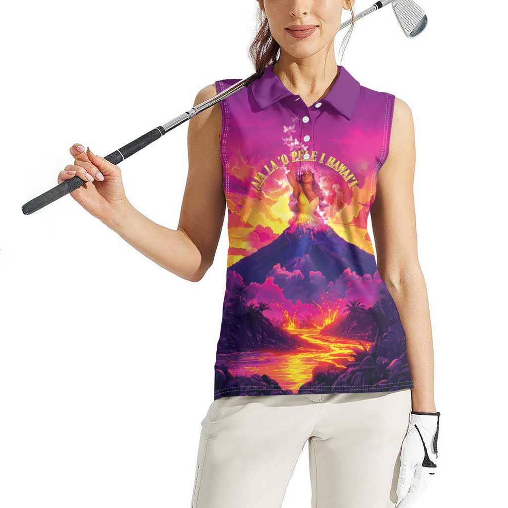 Hawaii Kilauea Volcano Women Sleeveless Polo Shirt There Is Pele Goddess Of The Volcano - Polynesian Pride