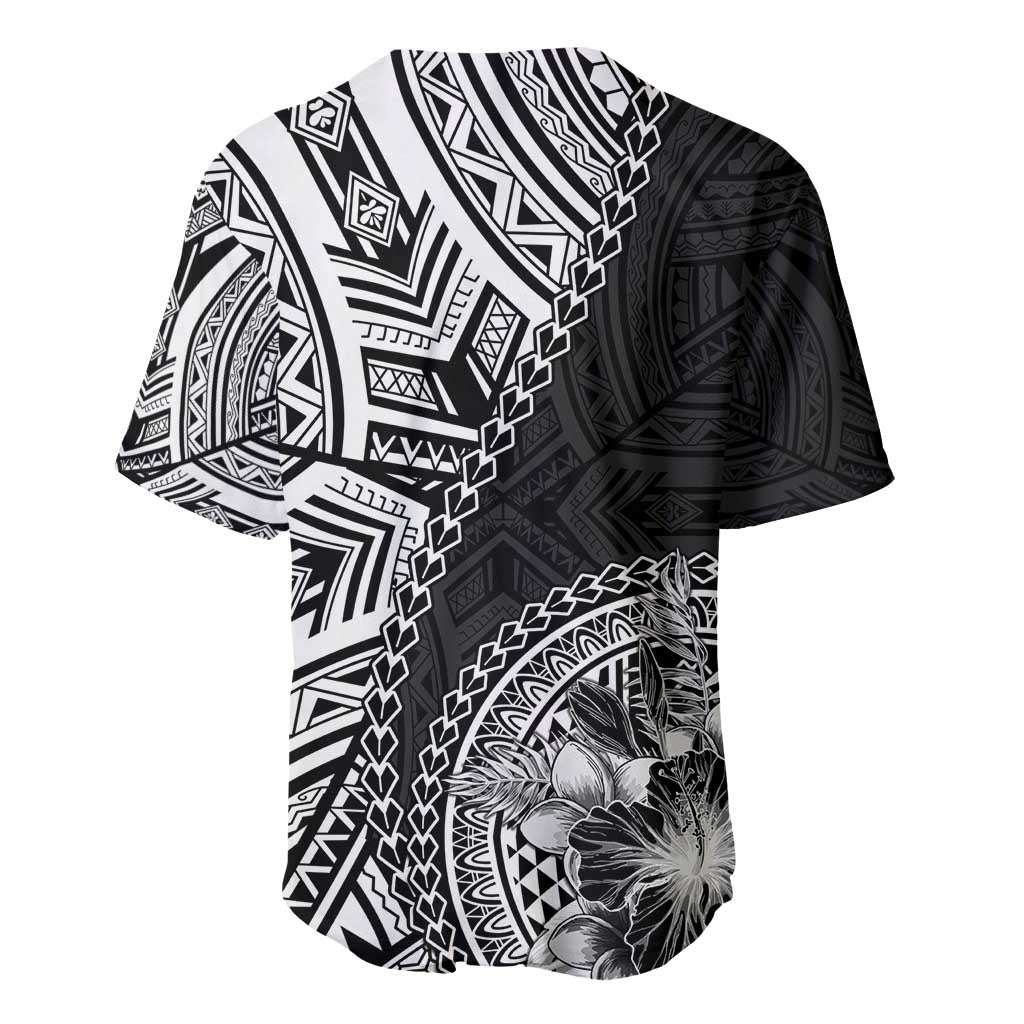 Hibiscus With Black Austronesian Tattoo Pattern Baseball Jersey - Polynesian Pride