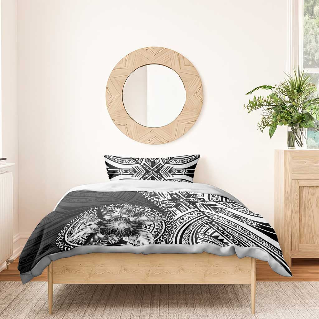 Hibiscus With Black Austronesian Tattoo Pattern Bedding Set - Polynesian Pride