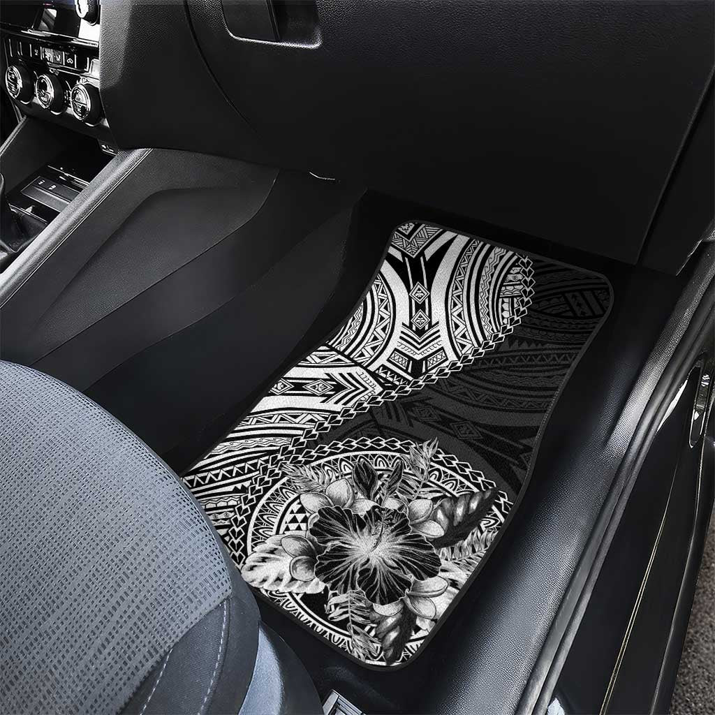 Hibiscus With Black Austronesian Tattoo Pattern Car Mats - Polynesian Pride