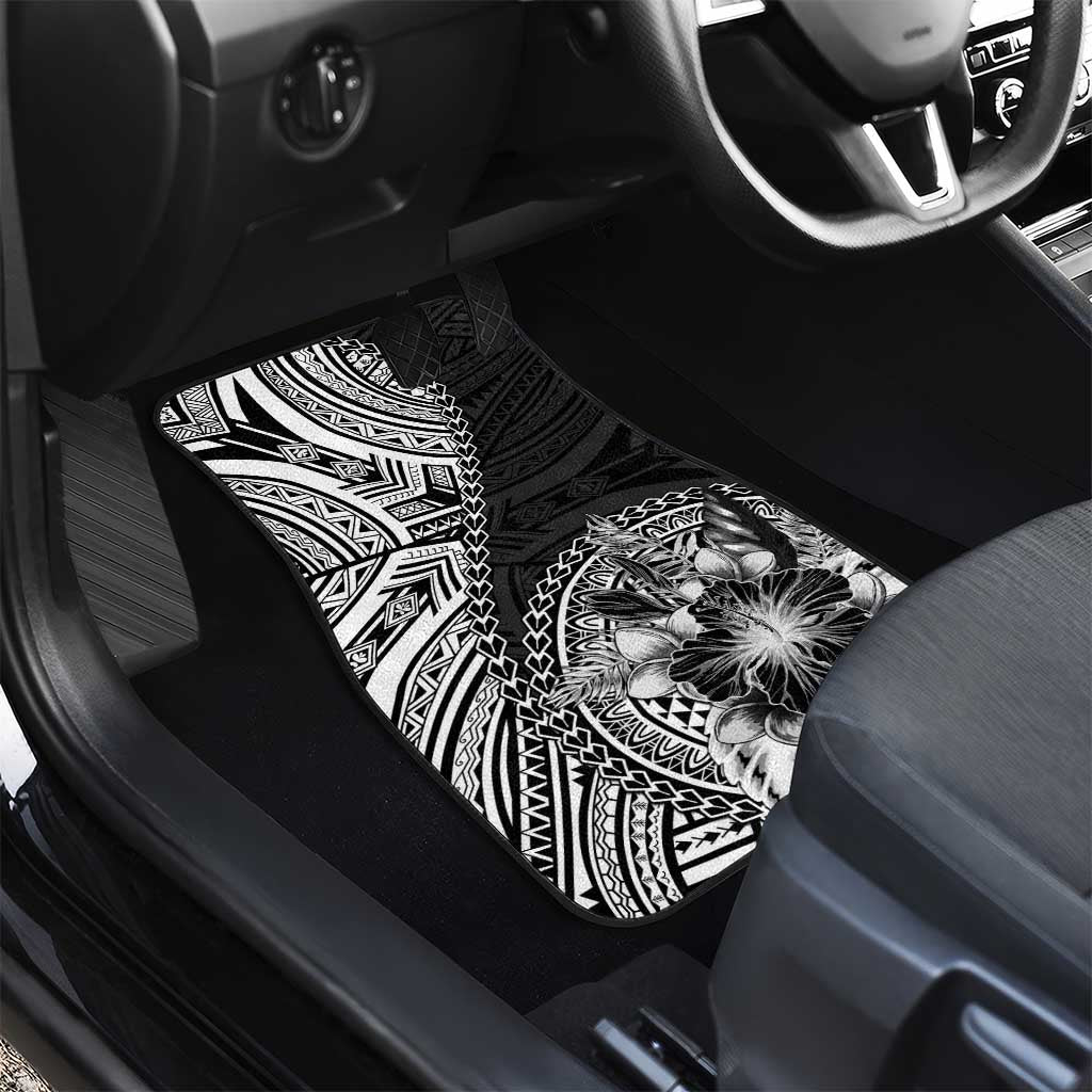 Hibiscus With Black Austronesian Tattoo Pattern Car Mats - Polynesian Pride