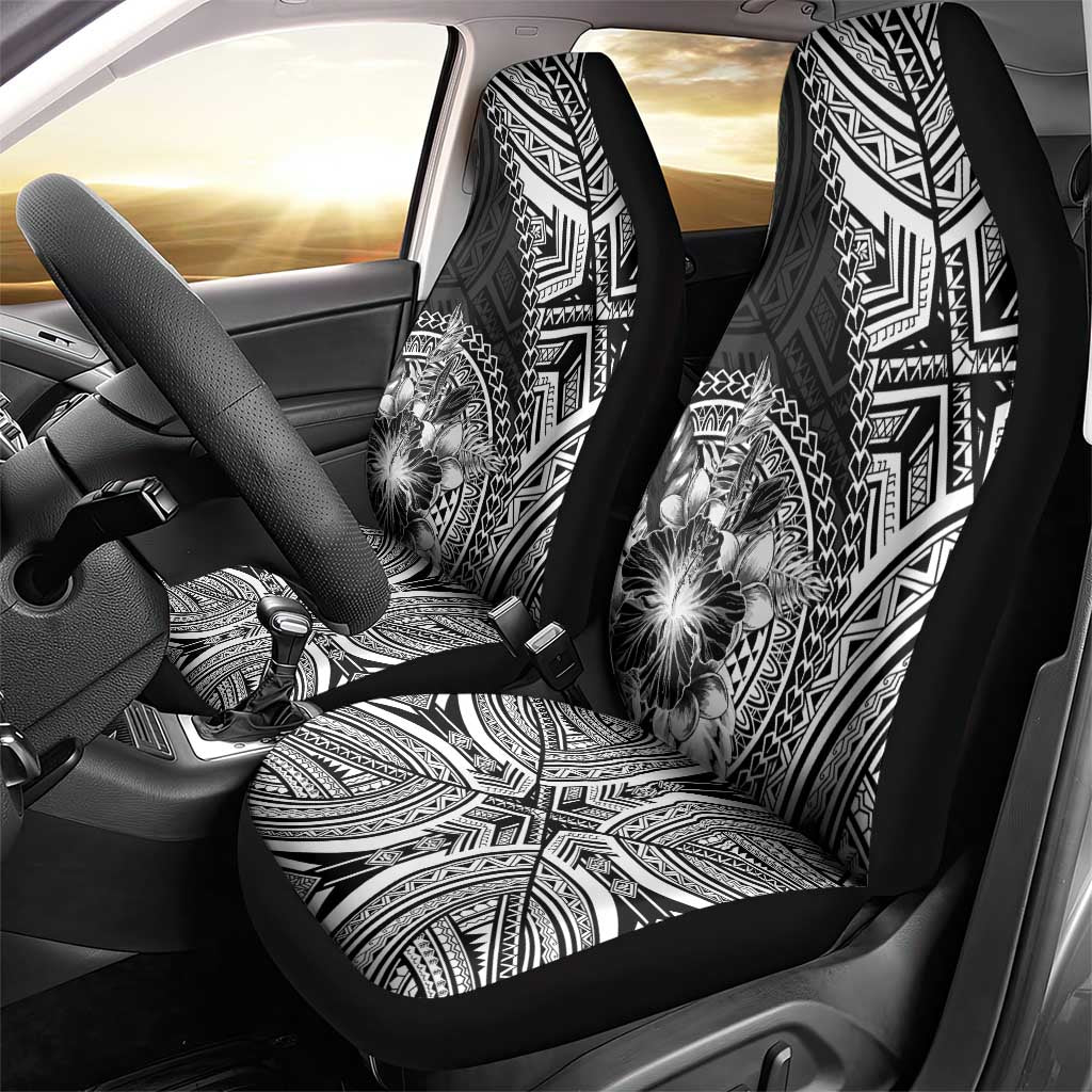 Hibiscus With Black Austronesian Tattoo Pattern Car Seat Cover - Polynesian Pride