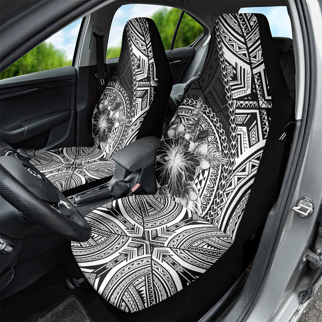 Hibiscus With Black Austronesian Tattoo Pattern Car Seat Cover - Polynesian Pride