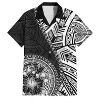 Hibiscus With Black Austronesian Tattoo Pattern Family Matching Off Shoulder Short Dress and Hawaiian Shirt - Polynesian Pride