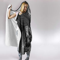 Hibiscus With Black Austronesian Tattoo Pattern Hooded Blanket LT05 - Polynesian Pride