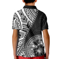 Hibiscus With Black Austronesian Tattoo Pattern Kid Polo Shirt LT05 - Polynesian Pride