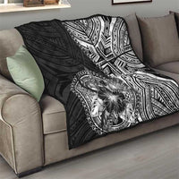 Hibiscus With Black Austronesian Tattoo Pattern Quilt - Polynesian Pride