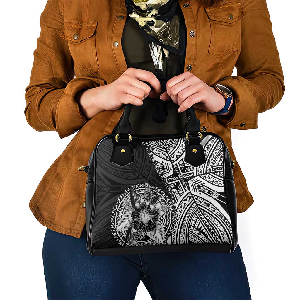 Hibiscus With Black Austronesian Tattoo Pattern Shoulder Handbag - Polynesian Pride