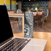 Hibiscus With Black Austronesian Tattoo Pattern Skinny Tumbler LT05 - Polynesian Pride