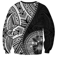 Hibiscus With Black Austronesian Tattoo Pattern Sweatshirt - Polynesian Pride