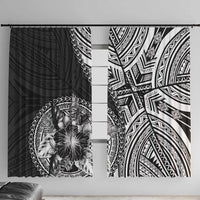 Hibiscus With Black Austronesian Tattoo Pattern Window Curtain - Polynesian Pride