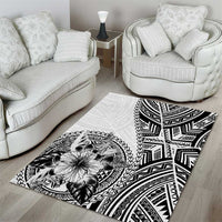 Hibiscus With White Austronesian Tattoo Pattern Area Rug - Polynesian Pride