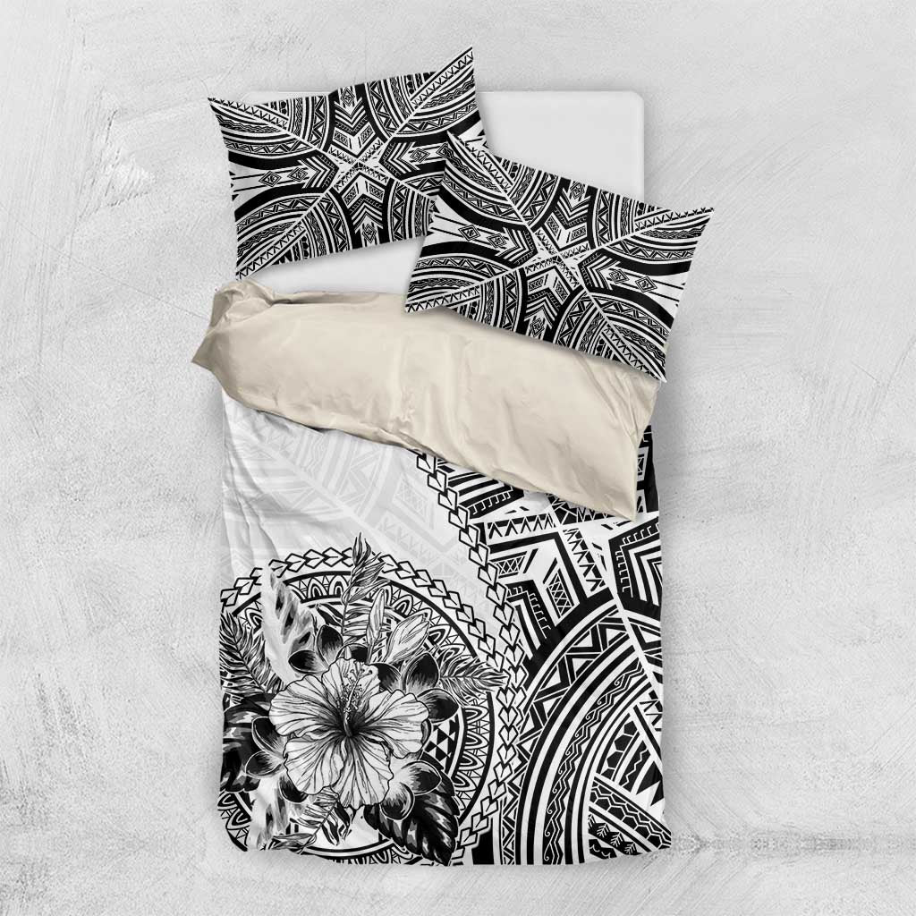 Hibiscus With White Austronesian Tattoo Pattern Bedding Set - Polynesian Pride