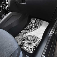 Hibiscus With White Austronesian Tattoo Pattern Car Mats - Polynesian Pride