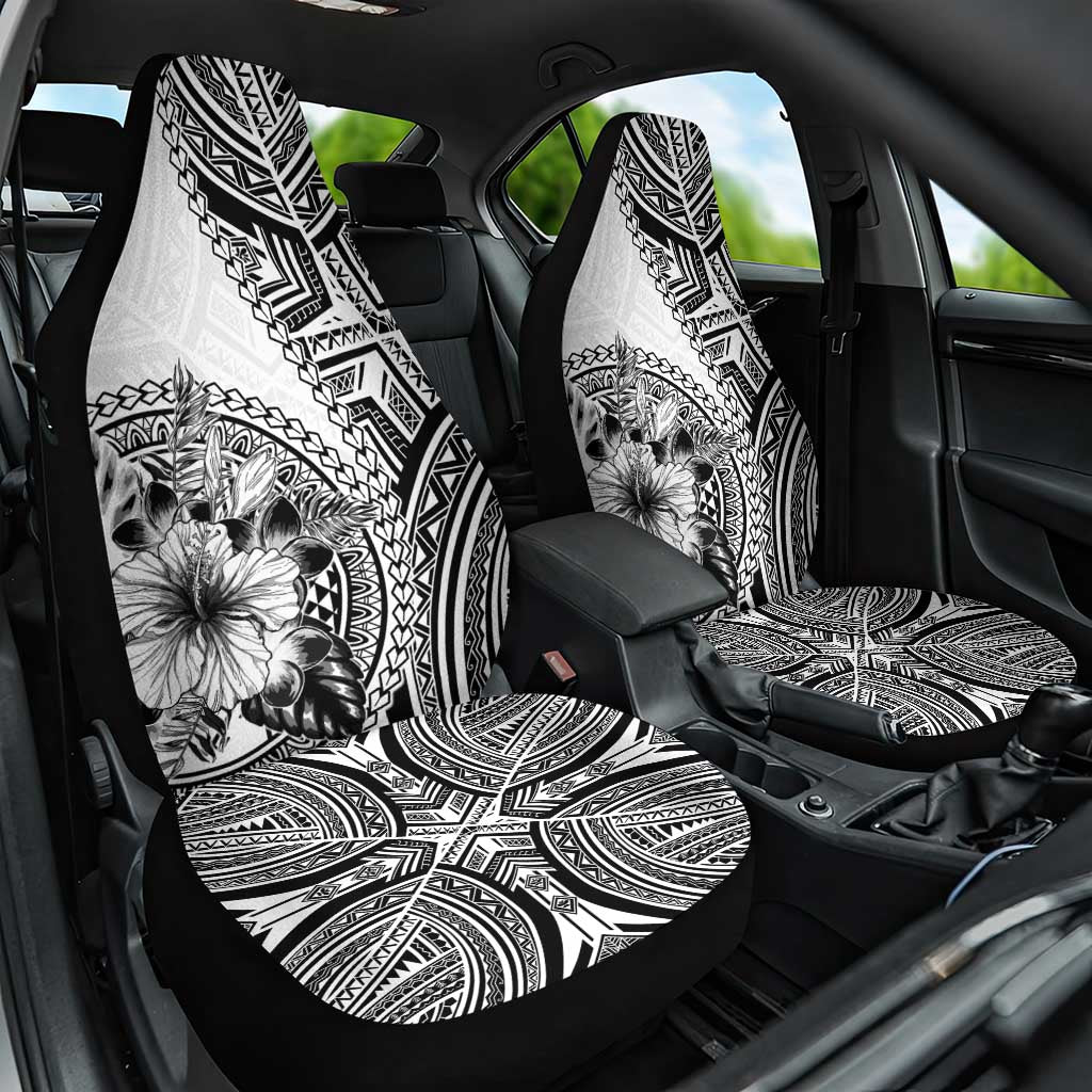 Hibiscus With White Austronesian Tattoo Pattern Car Seat Cover - Polynesian Pride